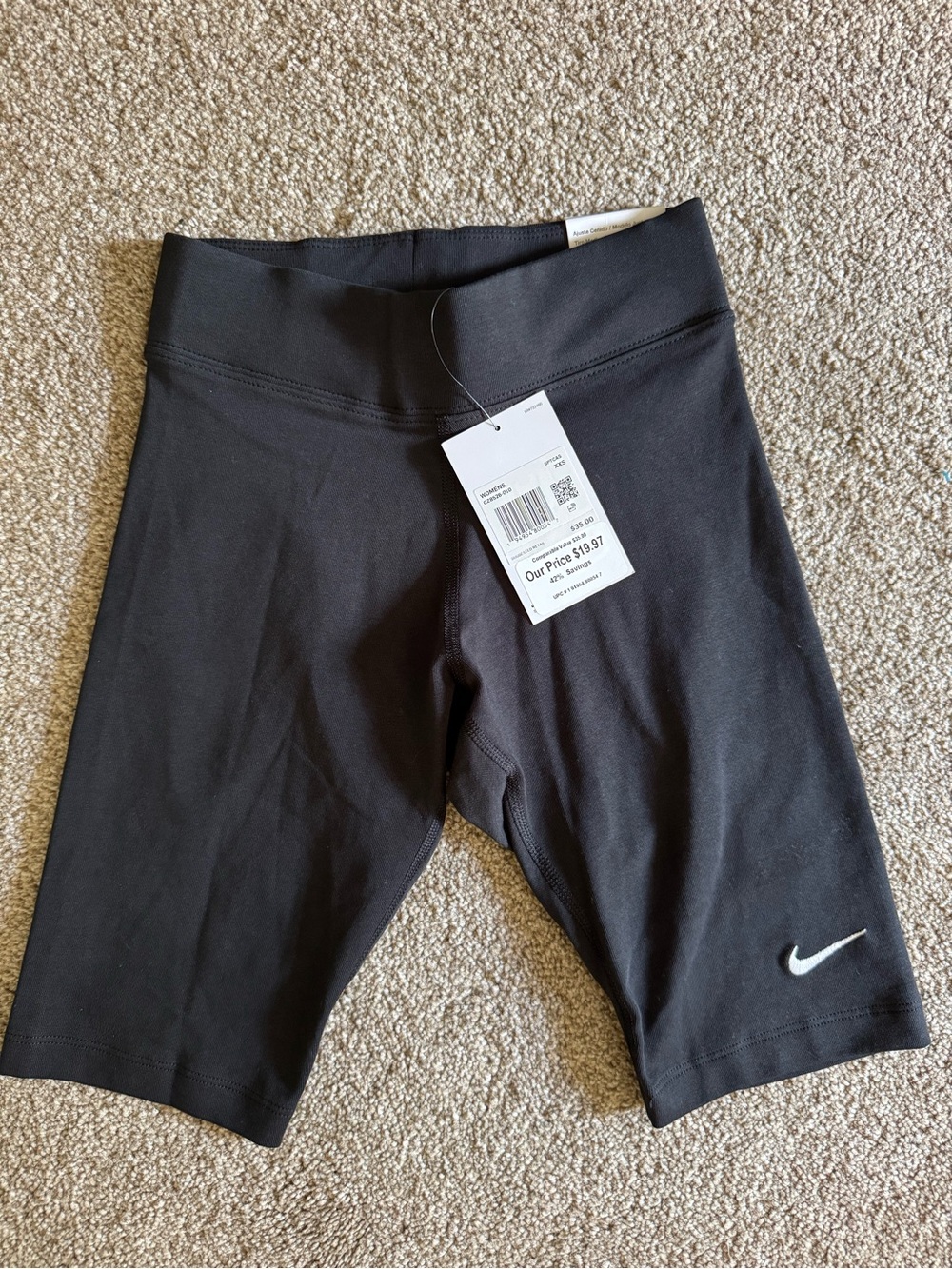 Nike Black Women's Bike Shorts with White Swoosh